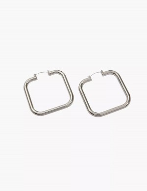 Lane Bryant Oversized Square Women Hoop Earrings Silver | AWC66ZJ