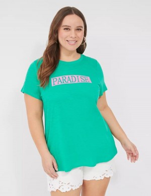 Lane Bryant Paradise Graphic Tee Women T Shirts Turquoise | LRK986NX