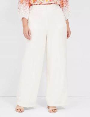 Lane Bryant Perfect Drape High-Rise Wide Leg - Fully Lined Women Pants White Rose | CGM85YI