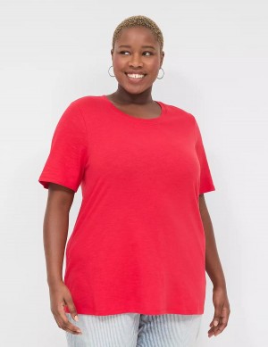 Lane Bryant Perfect Sleeve Crew-Neck Tee Women T Shirts Red | SGG8932VK