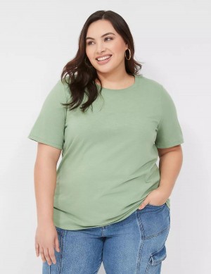 Lane Bryant Perfect Sleeve Crew-Neck Tee Women T Shirts Light Green | GCH5217HW