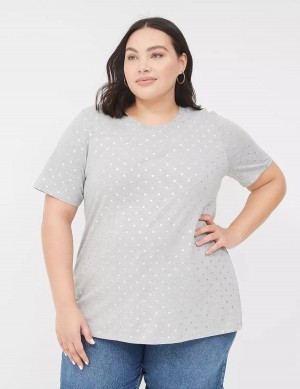 Lane Bryant Perfect Sleeve Crew-Neck Tee Women T Shirts Grey | JQK4680GW