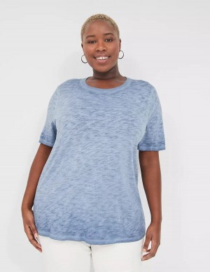 Lane Bryant Perfect Sleeve Crew-Neck Wash Tee Women T Shirts Blue | SON1690YR