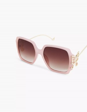 Lane Bryant Pink Butterfly-Detail Square Women Sunglasses Purple | OJL8896KO