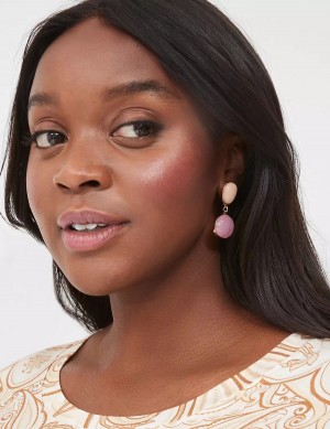 Lane Bryant Pink Imitation Stone Women Earrings Gold | NYY7647NO