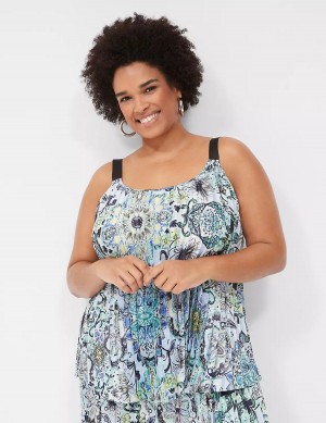 Lane Bryant Pleated Grosgrain-Strap Cami Women Tank Top Blue | FPS5291AK