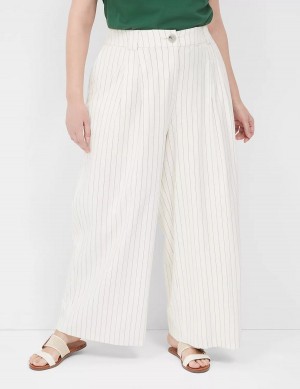 Lane Bryant Pleated Wide Leg Women Pants White | GNY8242AR