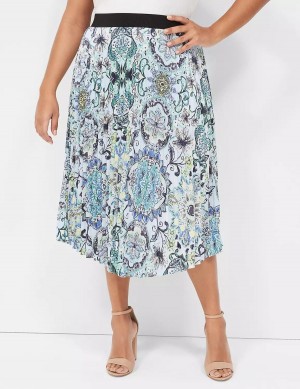 Lane Bryant Pleated Women Skirts Blue | EGV8973LV