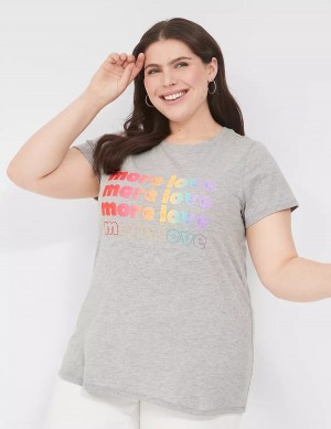 Lane Bryant Pride Embroidered More Love Graphic Tee Women T Shirts Light Grey | VEZ2440QQ