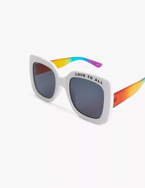 Lane Bryant Pride Love To All Square Women Sunglasses White | PPJ1614CW