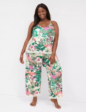 Lane Bryant Printed Cami & Pant PJ Set Women Pajamas Green Multicolor | CHX9644YD