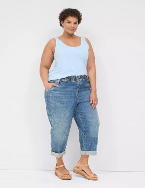 Lane Bryant Pull-On Fit Boyfriend Women Jeans Blue | JPB7872WW