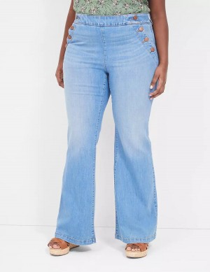 Lane Bryant Pull-On Fit High-Rise Sailor Flare Women Jeans Blue | KYV1423LT