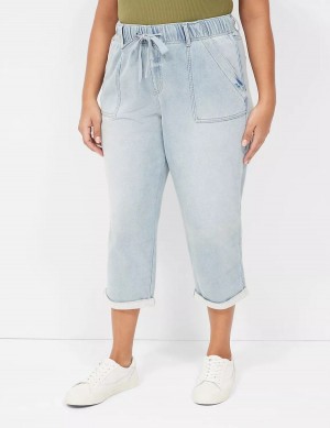 Lane Bryant Pull-On Fit Knit Boyfriend Capri Women Jeans Light Blue | JVE2664HV