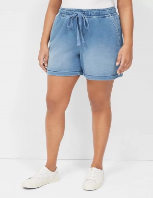 Lane Bryant Pull-On Fit Relaxed Knit Women Shorts Light Blue | JZZ3038LG