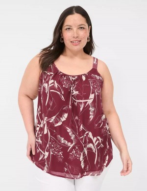 Lane Bryant Scoop-Neck Cami Women Tank Top Burgundy | ZDF673ZW