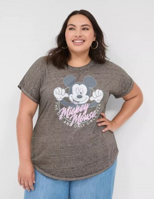 Lane Bryant Scoop-Neck Mickey Graphic Tee Women T Shirts Grey | PDY5390NB