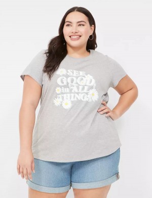 Lane Bryant See Good In All Things Graphic Tee Women T Shirts Grey | HEM7077FI