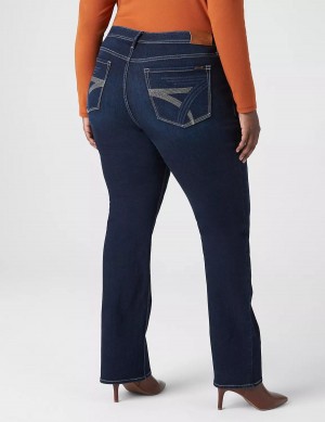 Lane Bryant Seven7 Boot With Back Pocket Embroidery Women Jeans Dark Blue | QBJ2963MK