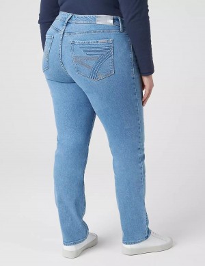 Lane Bryant Seven7 Straight With Back Pocket Embroidery Women Jeans Light Blue | NGH4460WJ