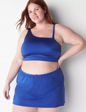 Lane Bryant Shimmer Slitted Swim Women Skirts Blue | WHW439XC