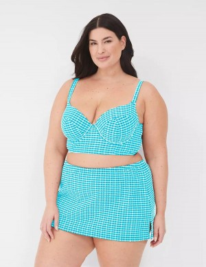 Lane Bryant Side Slit Swim Women Skirts Blue White | OZY6493QY