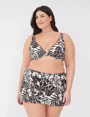 Lane Bryant Side Slit Swim Women Skirts White Black | QLQ683BD