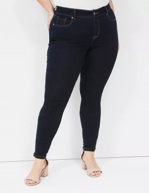 Lane Bryant Signature Fit Sateen Skinny Women Jeans Dark Blue | SWZ6394SE