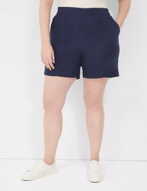 Lane Bryant Slub Pull-On Women Shorts Blue | ODL493TM