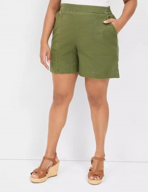 Lane Bryant Slub Pull-On Women Shorts Green | RHM9560PG