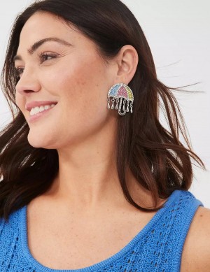 Lane Bryant Spring Whimsy Pave Umbrella Statement Women Earrings Silver | PJP7486FV