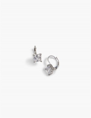 Lane Bryant Square Drop Women Earrings Silver | KWU8859WB