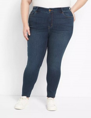 Lane Bryant Straight Fit High-Rise Skinny Women Jeans Dark Blue | NEU8425KV