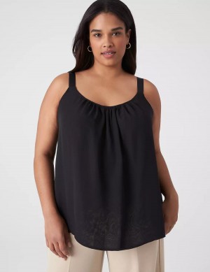 Lane Bryant Straight Hem Cami With Grosgrain Ribbon Straps Women Tank Top Black | VFF159QG