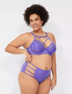 Lane Bryant Strappy High-Neck French Women Balconette Bra Purple | AUJ747WN