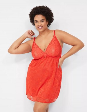 Lane Bryant Stretch Lace Slip Women Dress Deep Red | VDO7214GC