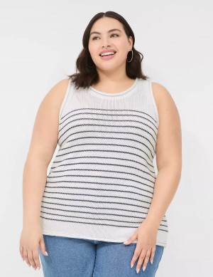 Lane Bryant Striped Women Tank Top White | XLG87UV