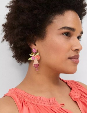 Lane Bryant Summer Whimsy Cocktail Statement Women Earrings Gold | GSS9775YK