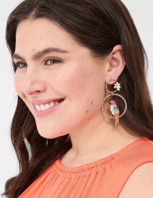 Lane Bryant Summer Whimsy Parrot Statement Women Earrings Gold | KME7091TQ