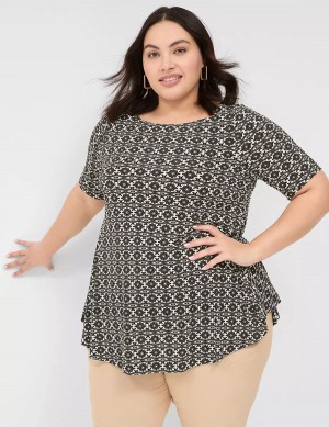 Lane Bryant Swing Boatneck Top Women T Shirts Black | MVK1614AZ