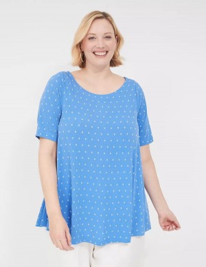 Lane Bryant Swing Matte Jersey Boatneck Top Women T Shirts Blue | TBW9912ZH