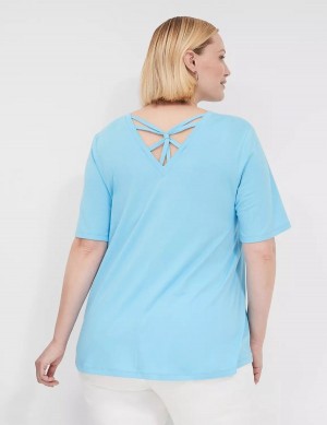 Lane Bryant Swing Strappy-Back Tee Women T Shirts Blue | KTB242VE