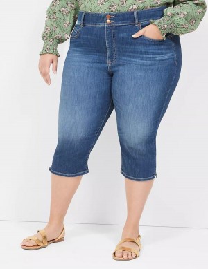 Lane Bryant Tighter Tummy Fit High-Rise Pedal Women Jeans Blue | DBG617YG