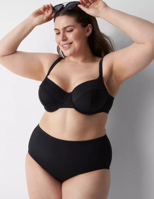 Lane Bryant Underwire Balconette Swim Women Bikini Top Black | LCC5691TJ