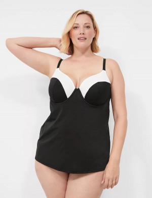 Lane Bryant Underwire Balconette Tankini Women Bikini Top Black | GAL8166IW