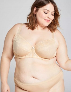 Lane Bryant Unlined with Lace Women Balconette Bra Beige | FLT917GE