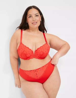 Lane Bryant V-Wire Lace Women Balconette Bra Deep Red | OWV5873FD