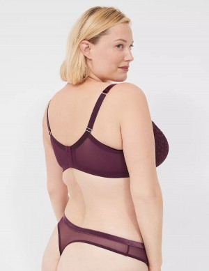 Lane Bryant Velvet-Trim Women Thong Panty Burgundy | TJU4367DQ