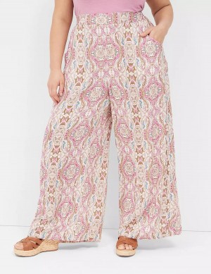 Lane Bryant Wide Leg Vacation Women Pants Pink | KCE8576QZ