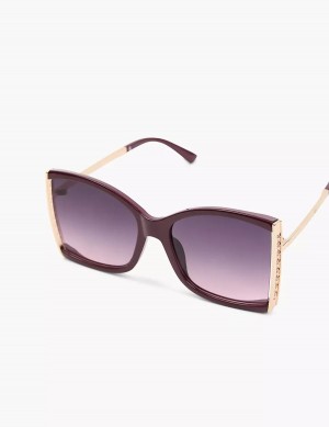 Lane Bryant Wine With Goldtone Hinge Square Women Sunglasses Burgundy | KUM1884GZ